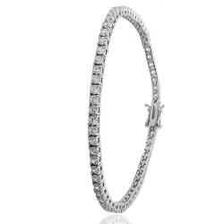 Bracciale tennis mm 3 in argento 925 rodiato con zirconi bianchi cm 19