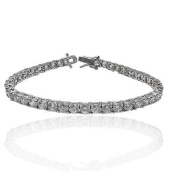 Bracciale tennis mm 4 in argento 925 rodiato con zirconi bianchi cm 19