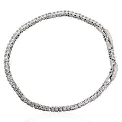 Bracciale tennis unisex mm 2,5 placcato rodio con strass bianchi doppia chiusura cm 18-20