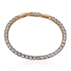 Bracciale tennis unisex mm 3,5 rosato con strass bianchi doppia chiusura cm 17-20