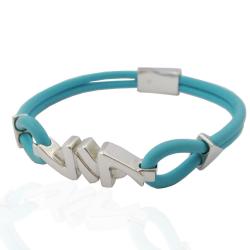 Bracciale per uomo con cinturino in caucciù turchese con inserti e chiusura in argento massiccio titolo 925
