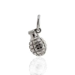 Ciondolo bomba granata mm 12x9 in argento 925 rodiato