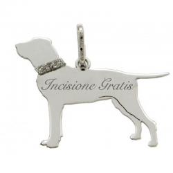 Ciondolo cane Bracco Italiano mm 21x27 in argento 925 con incisione gratis