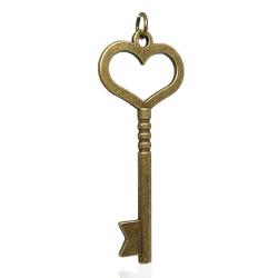Ciondolo chiave a cuore mm 46x19 in lega di bronzo