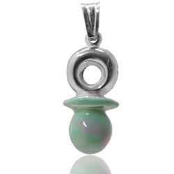 Ciondolo ciuccio mm 24x10 in argento titolo 925 smaltato a fuoco