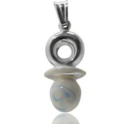 Ciondolo ciuccio mm 24x10 in argento titolo 925 smaltato a fuoco