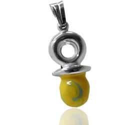 Ciondolo ciuccio mm 24x10 in argento titolo 925 smaltato a fuoco