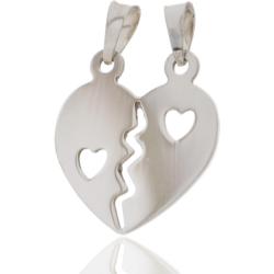 Ciondolo cuore divisibile mm 24x22 con cuori traforati in argento 925 rodiato -Personalizzabile-