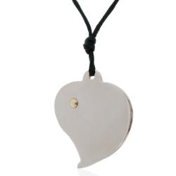 Ciondolo cuore mm 37x32 da personalizzare in acciaio lucido e oro giallo 18 carati con collana in cuoio