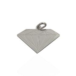 Ciondolo Diamante mm 22x30 in argento 925 rodiato