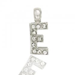 Ciondolo letterina dell'alfabeto mm 17 in argento 925 rodiato con strass -tutte le lettere-