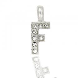 Ciondolo letterina dell'alfabeto mm 17 in argento 925 rodiato con strass -tutte le lettere-