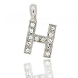 Ciondolo letterina dell'alfabeto mm 17 in argento 925 rodiato con strass -tutte le lettere-