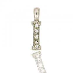 Ciondolo letterina dell'alfabeto mm 17 in argento 925 rodiato con strass -tutte le lettere-