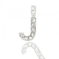 Ciondolo letterina dell'alfabeto mm 17 in argento 925 rodiato con strass -tutte le lettere-