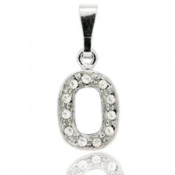 Ciondolo letterina dell'alfabeto mm 17 in argento 925 rodiato con strass -tutte le lettere-