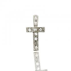 Ciondolo letterina dell'alfabeto mm 17 in argento 925 rodiato con strass -tutte le lettere-