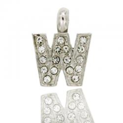 Ciondolo letterina dell'alfabeto mm 17 in argento 925 rodiato con strass -tutte le lettere-
