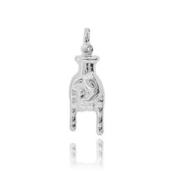 Ciondolo mano corna mm 23 in argento 925 rodiato