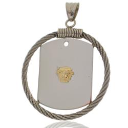Ciondolo marinaro corda nautica con targa da personalizzare con borchia gorgone in oro 18 carati -Incisione Gratis-