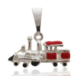 Ciondolo locomotiva a vapore mm 24x14 in argento 925 microfuso e smaltato a fuoco