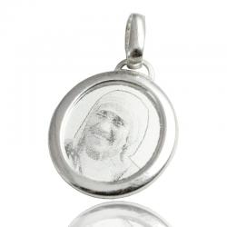 Ciondolo ovale mm 22x20 Madre Teresa di Calcutta serigrafato in argento 925