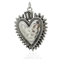 Ciondolo Sacro Cuore con Corona in acciaio argentato mm 39x33