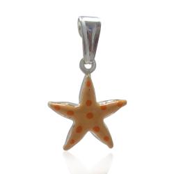 Ciondolo stella marina mm 15x15 in argento 925 smaltato arancione a pois