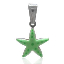 Ciondolo stella marina mm 15x15 in argento 925 smaltato verde a pois