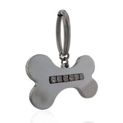 Ciondolo Targhetta osso da personalizzare in acciaio lucido-satinato mm 29x18 con strass