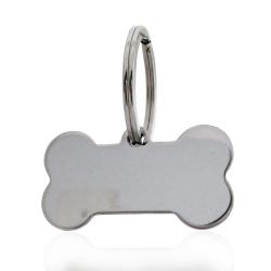 Targhetta ciondolo osso personalizzabile in acciaio lucido-satinato mm 40x20 con gancio brise