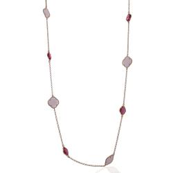 Collana Chanel in argento placcato oro rosa 925% e pietre idrotermali coi toni del rosa cm 90