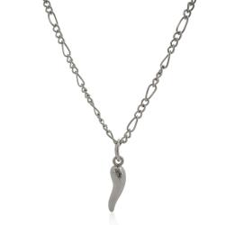 Collana in acciaio cm 50 a maglia figaro con ciondolo corno mm 25