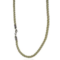 Collana girocollo funetta corda in raso bianco crema con chiusura in argento 925 rodiato