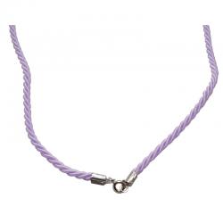 Collana girocollo funetta corda in raso viola con chiusura in argento 925 rodiato
