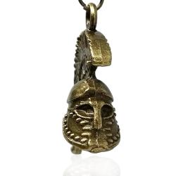 Collana gladiatore romano mm 42x27 in pelle cerata marrone e lega di bronzo