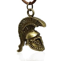 Collana gladiatore romano mm 42x27 in pelle cerata marrone e lega di bronzo