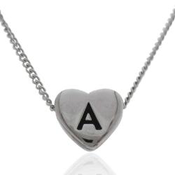 Collana grumettina cm 40-45 in acciaio con cuore centrale mm 11x12 con iniziale incisa