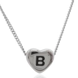 Collana grumettina cm 40-45 in acciaio con cuore centrale mm 11x12 con iniziale incisa