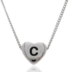 Collana grumettina cm 40-45 in acciaio con cuore centrale mm 11x12 con iniziale incisa