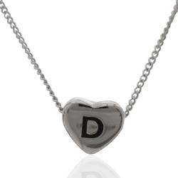 Collana grumettina cm 40-45 in acciaio con cuore centrale mm 11x12 con iniziale incisa