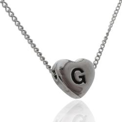 Collana grumettina cm 40-45 in acciaio con cuore centrale mm 11x12 con iniziale incisa