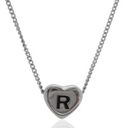 Collana grumettina cm 40-45 in acciaio con cuore centrale mm 11x12 con iniziale incisa