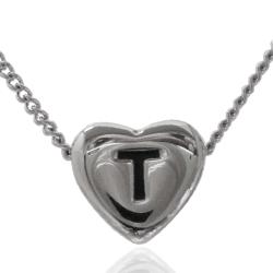 Collana grumettina cm 40-45 in acciaio con cuore centrale mm 11x12 con iniziale incisa