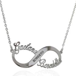 Collana infinito con nomi in argento 925 rodiato da 1 a 4 nomi