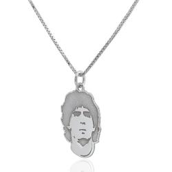 Collana Maradona volto mm 21x15 in argento 925 rodiato con catena veneziana cm 50