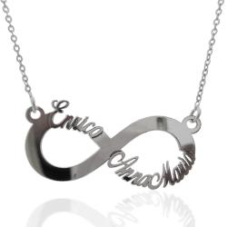 Collana infinito con nomi in argento 925 rodiato da 1 a 4 nomi