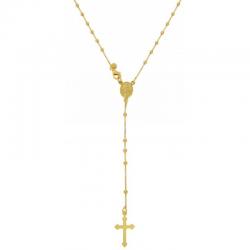 Collana rosario forzatina cm 60 con pallina liscia mm 2,5 in argento 925 placcato oro