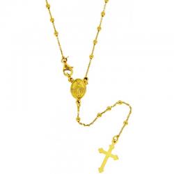 Collana rosario forzatina cm 60 con pallina liscia mm 2,5 in argento 925 placcato oro