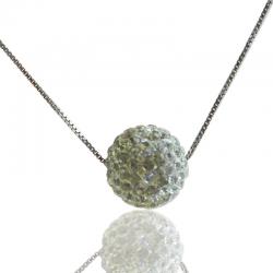 Collana maglia veneziana cm 50 in argento 925 rodiato con sfera nera mm 10x11 con strass